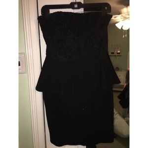 French Lace Strapless Peplum Dress